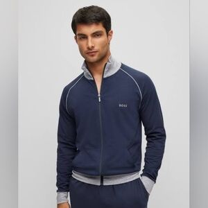 Hugo Boss Mix&Match Jacket Z NAVY Loungewear Stretch-cotton sweater NEW
